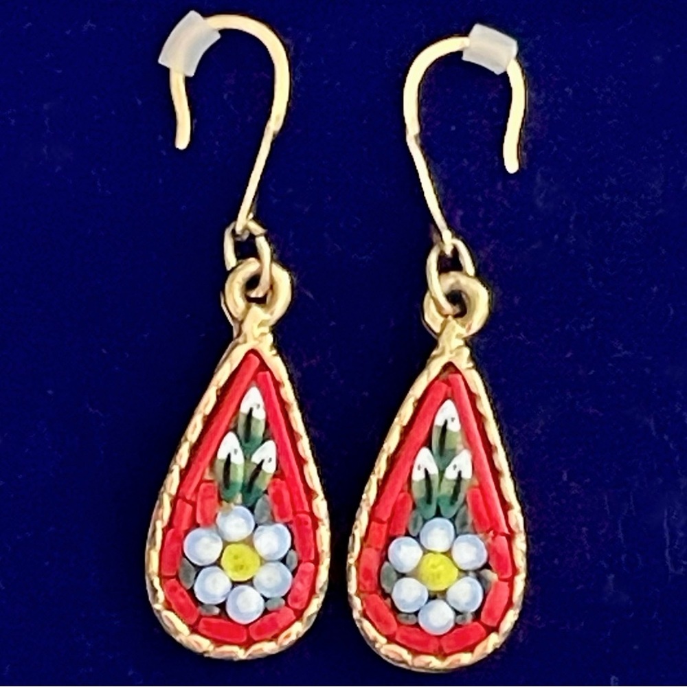 Italian Micro Mini Mosaic daisy, flower, floral Inlay Earrings 🌸✨